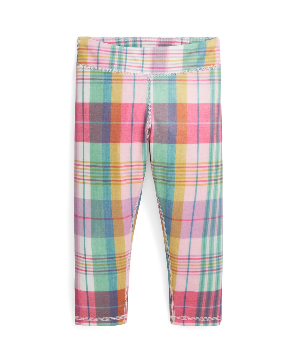Shop Polo Ralph Lauren Toddler And Little Girls Madras-print Performance Crop Leggings In Pastel Madras With Sweet Corn