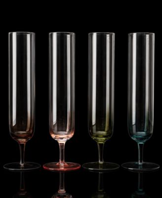 Multicolored Beautiful Champagne Flutes, Set of 4