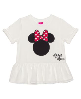 Little Girls Minnie Head Bow Short Sleeve Top and Leggings, 2 Piece Set