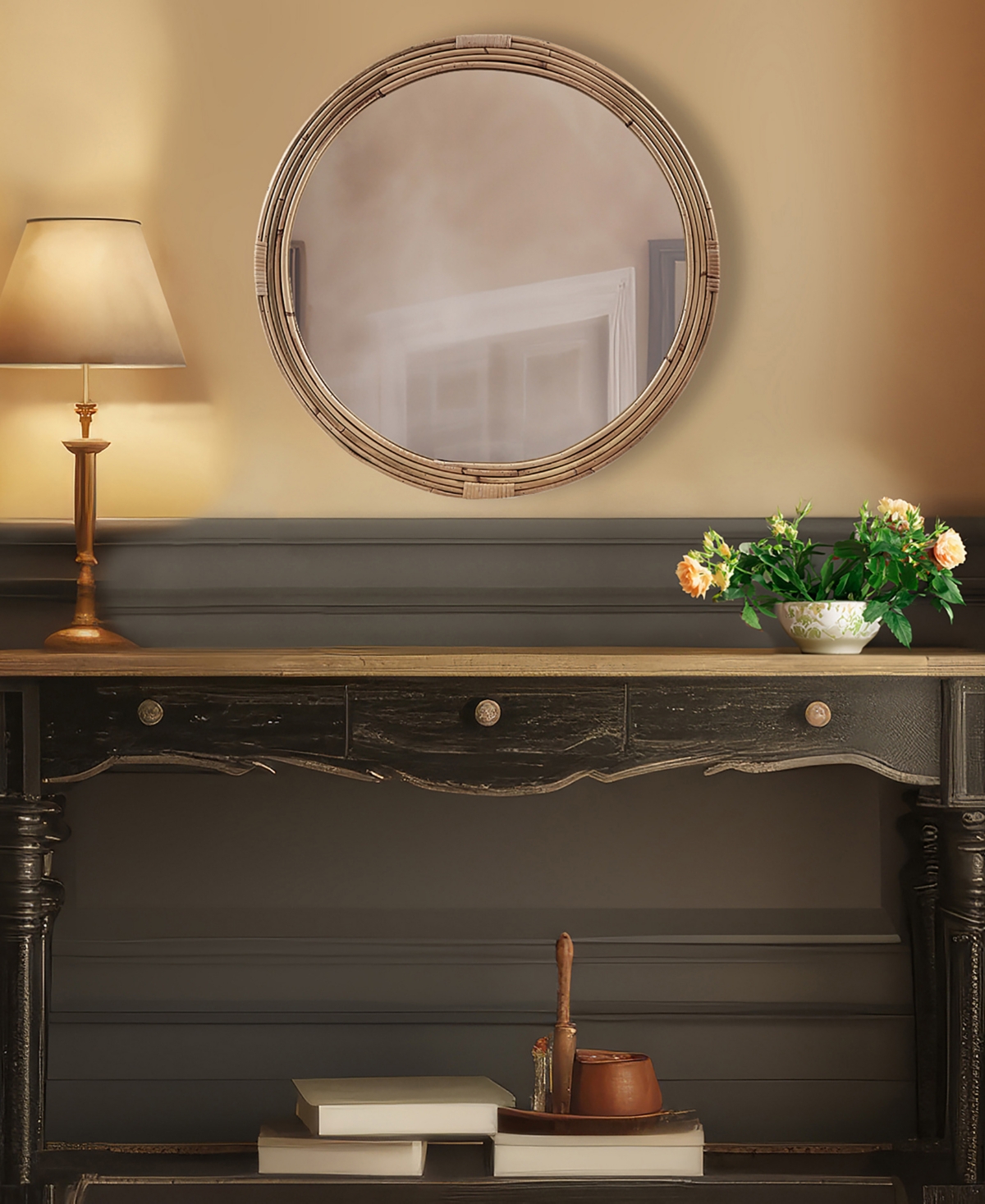 Martha Stewart LunaRattan Round Wall Mirror - Natural