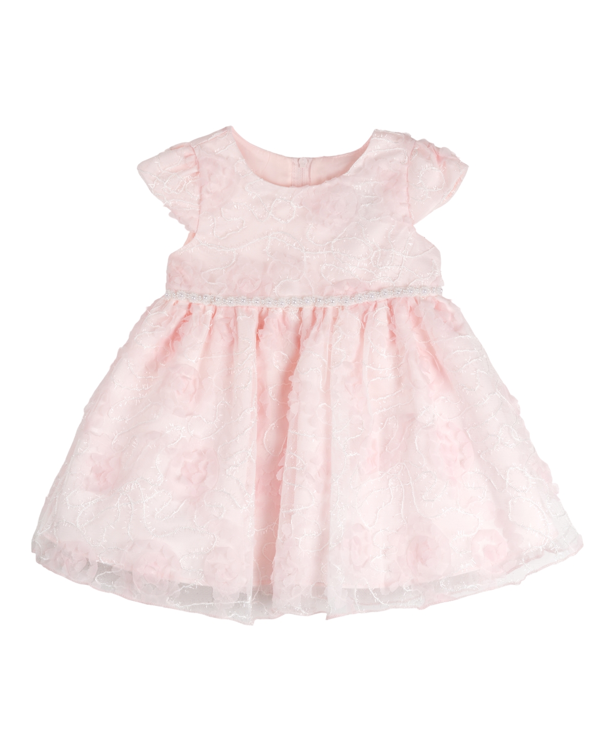 Rare Editions Baby Girls Embroidered Floral Soutache Social Dress In Blush