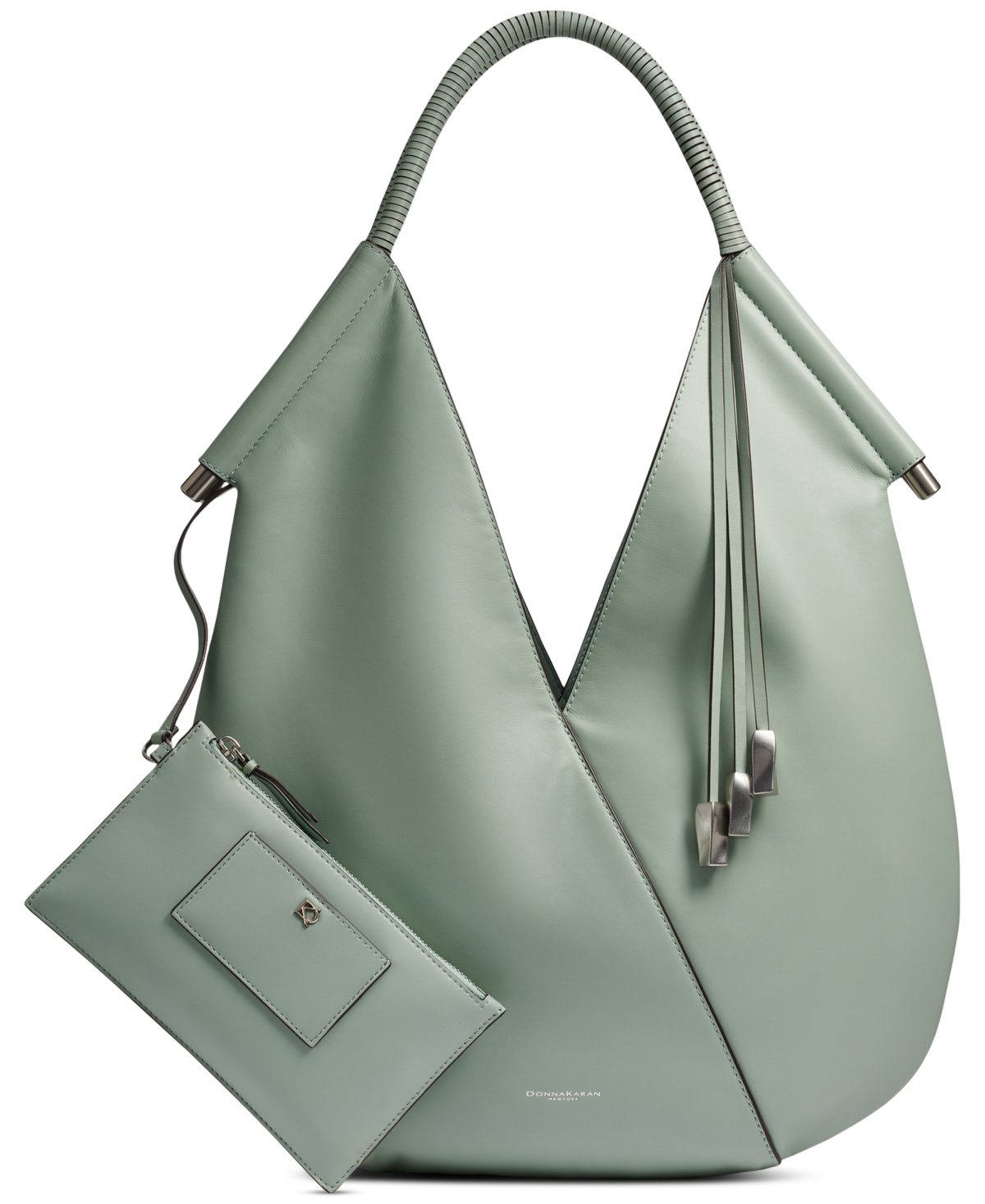 Donna Karan Baldwin Large Shoulder with Leather Wrapped Rounded Handle - Pale Jade