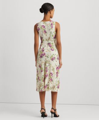 【Lauren Ralph Lauren】Floral Belted Crepe Dress LAUREN RALPH LAUREN Floral Belted Crepe Dress in Multi
