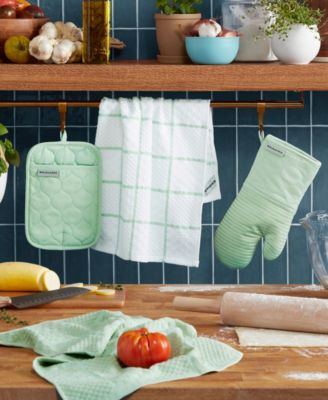 Quilted Cotton Terry Cloth Kitchen Towel, Oven Mitt, Potholder 4-Pack Set