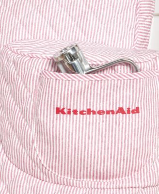 Fitted Tilt-Head Ticking Stripe Stand Mixer Cover with Storage Pocket Quilted, 14.37" x 18" x 10"