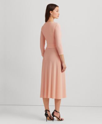 Lauren Ralph Lauren Women's Self-Belt Three-Quarter Sleeve Surplice Jersey  Dress - Macy's