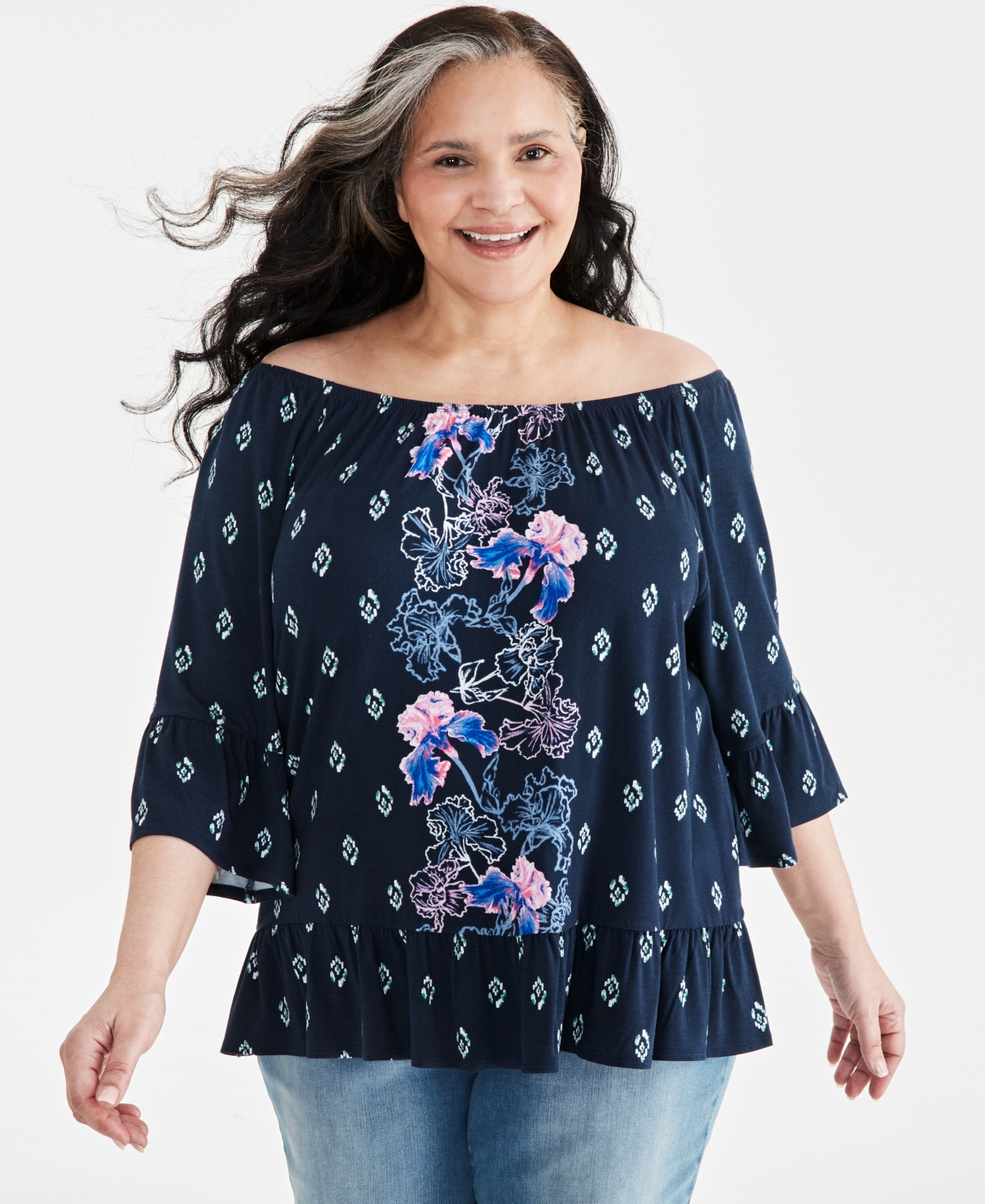 Style & Co Plus Size Printed On Off Top, Created for Macy's