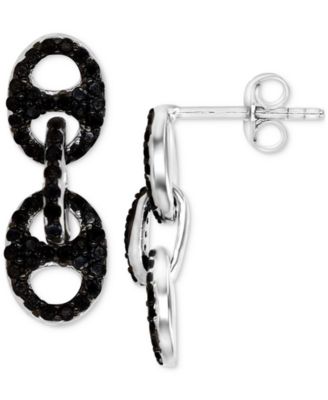 Black Spinel Mariner Link Drop Earrings 3 4 ct. t.w. in Sterling Silver