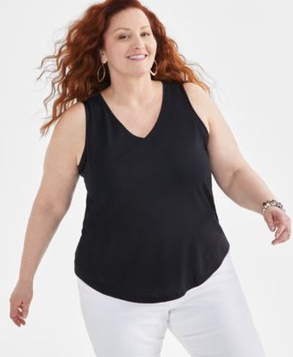 Style & Co - Plus Size Solid Sleeveless V-Neck Top
