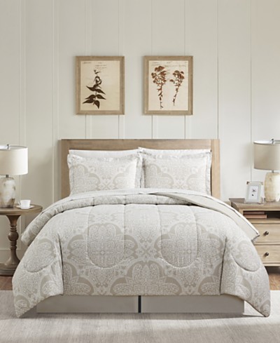 Bebejan Peach Leaves on Sage 100% Cotton 5-Piece Reversible Comforter –  Latest Bedding