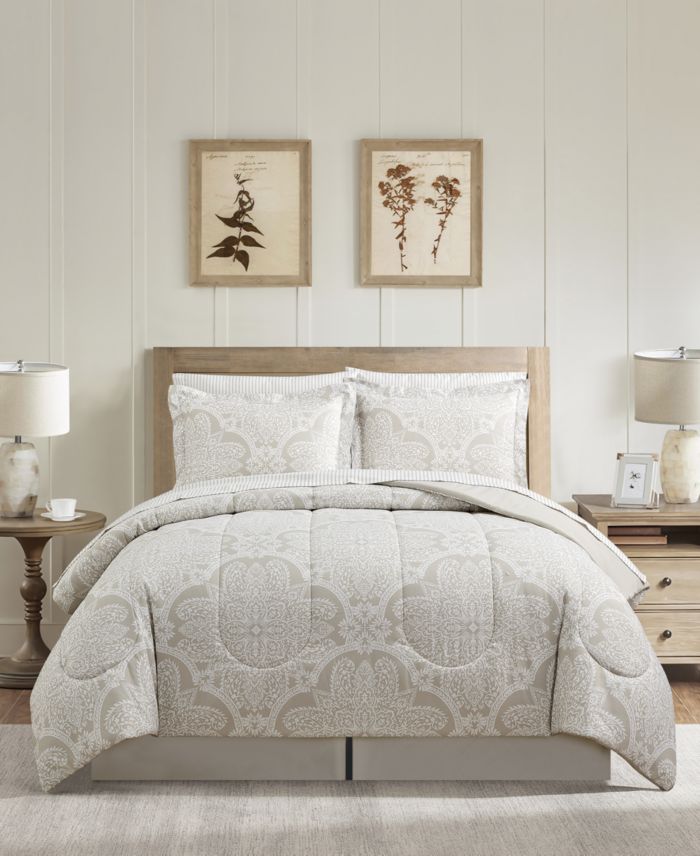 Sunham Neutral Damask 8 Pc. Comforter Set