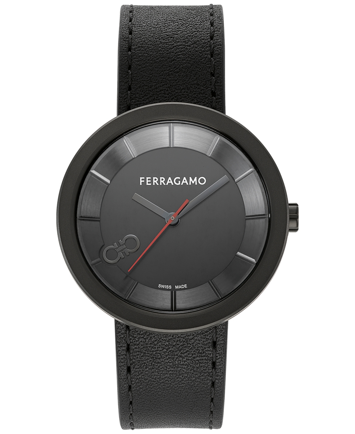 Salvatore Ferragamo Women's Swiss Black Leather Strap Watch 35mm - Black