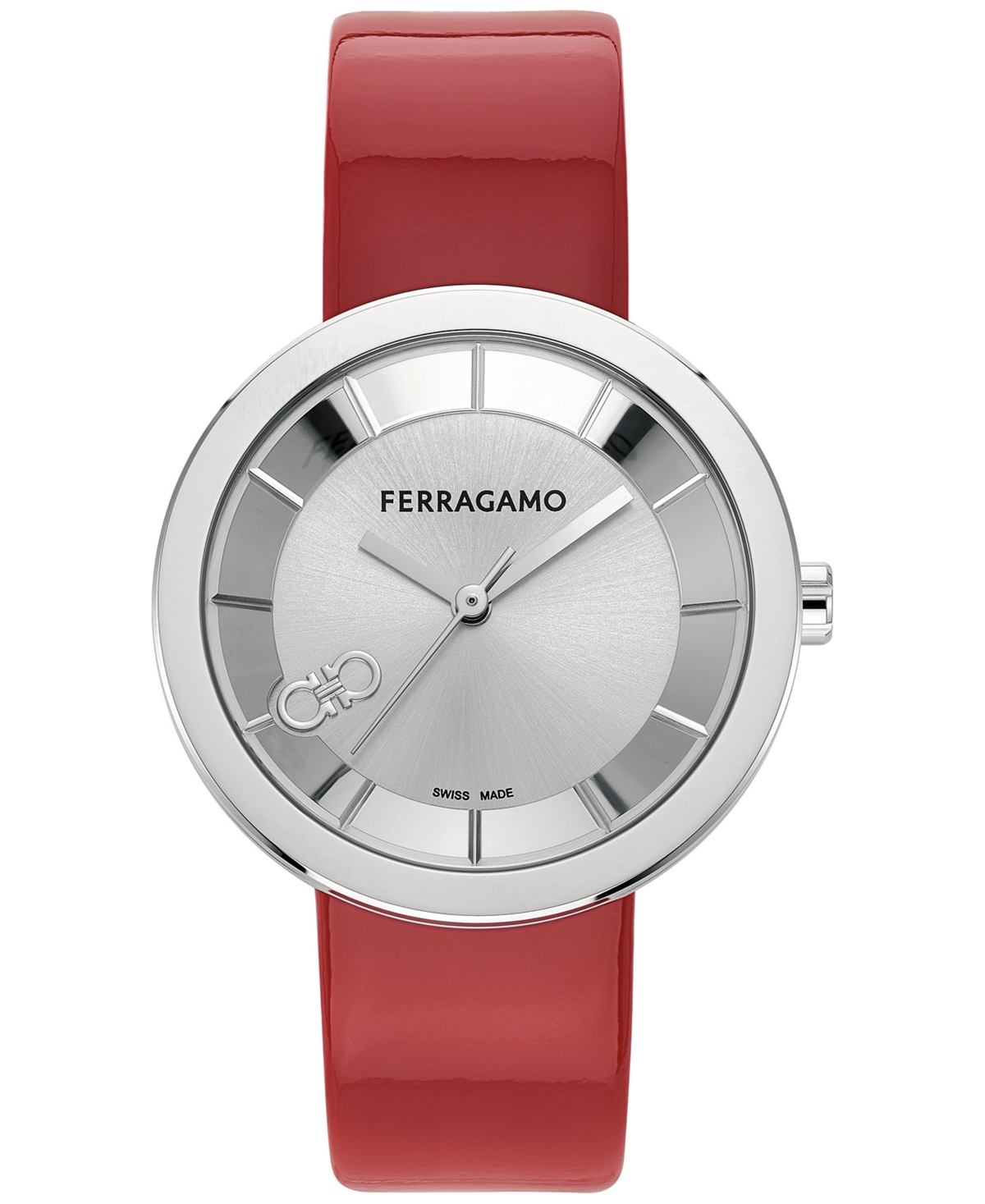 Shop Ferragamo Salvatore  Women's Swiss Red Patent Leather Strap Watch 35mm In Stainless