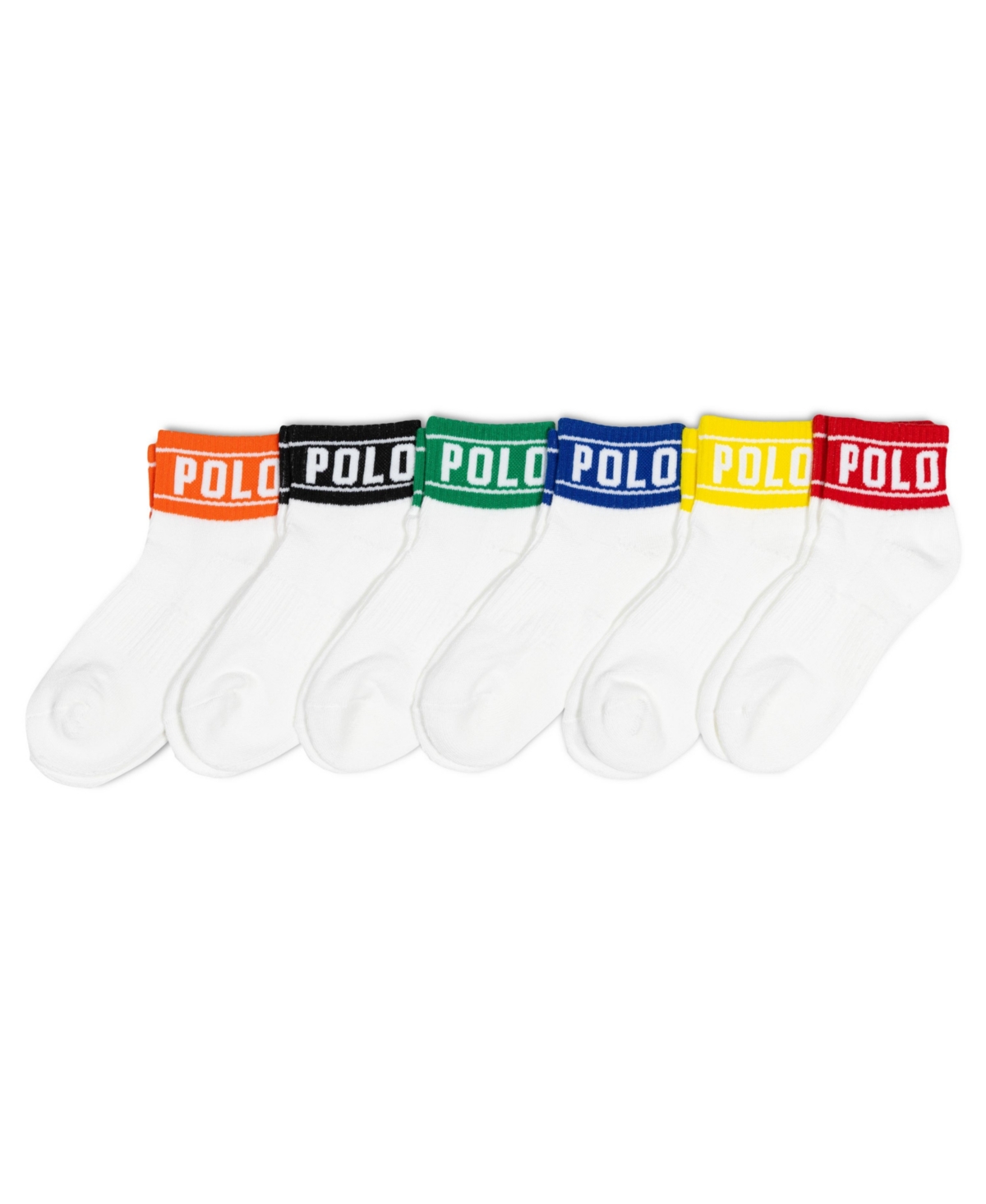 Polo Ralph Lauren Kids' Little Boys Polo Stripe Qtr Crew Socks, Pack Of 6 In Assorted