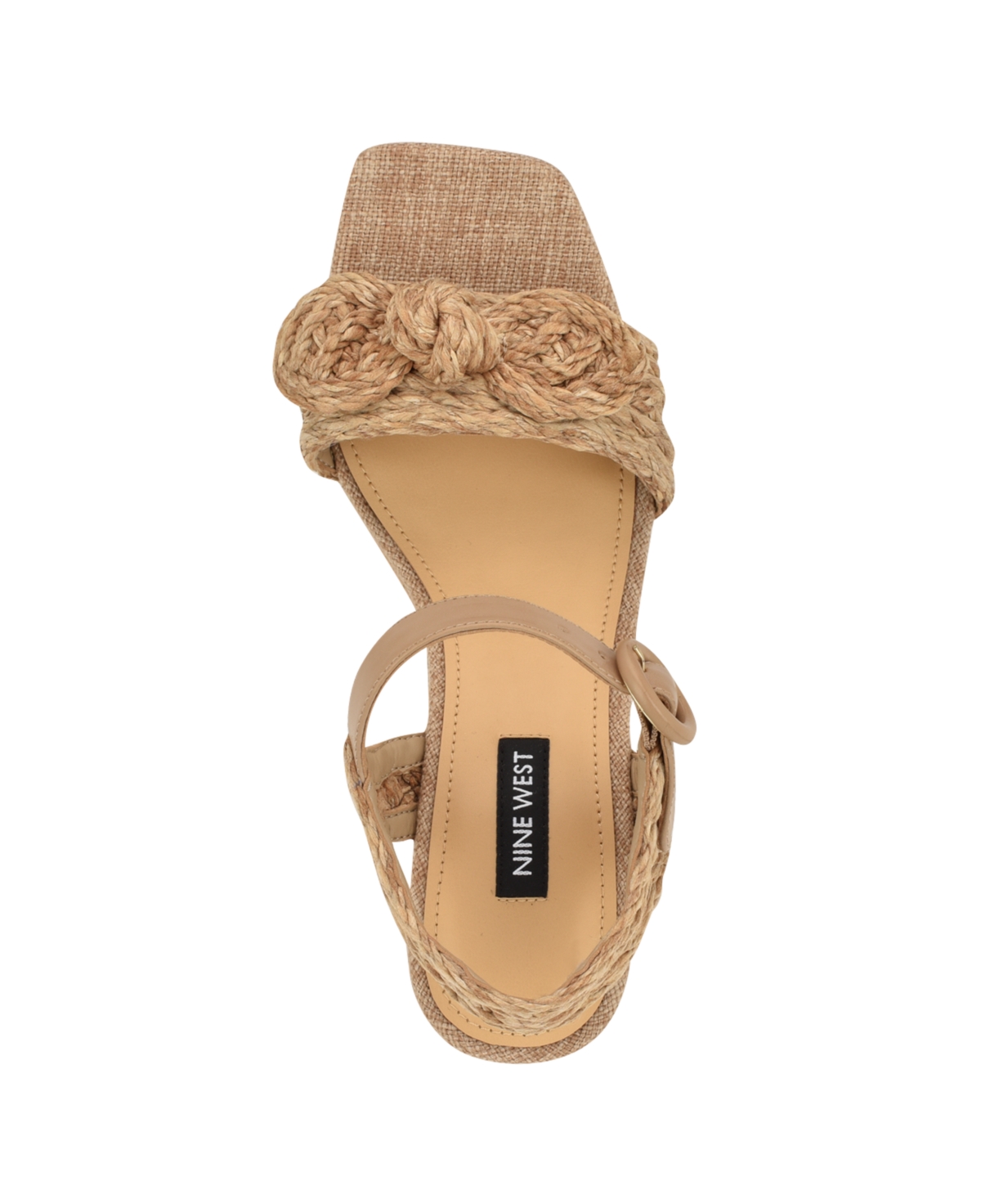 Nine West Women's Comiele Square Toe Block Heel Wedge Sandals