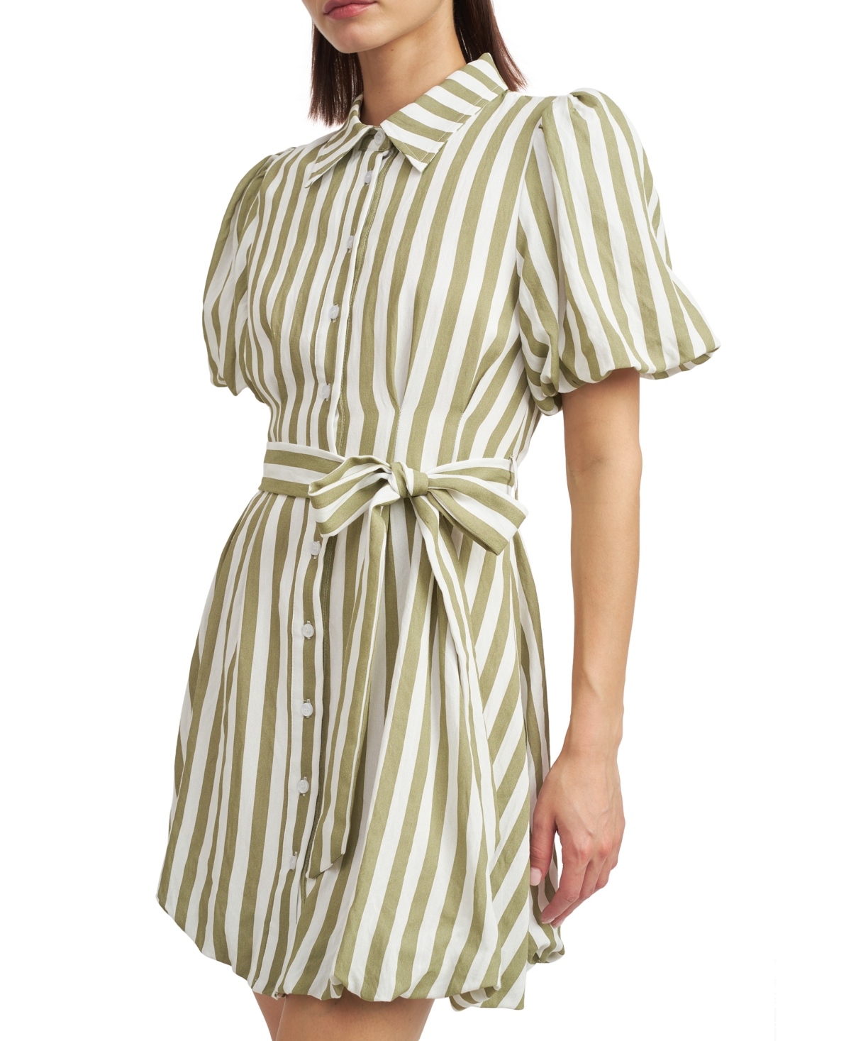 Shop En Saison Women's Cece Striped Shirtdress In Sage Stripe