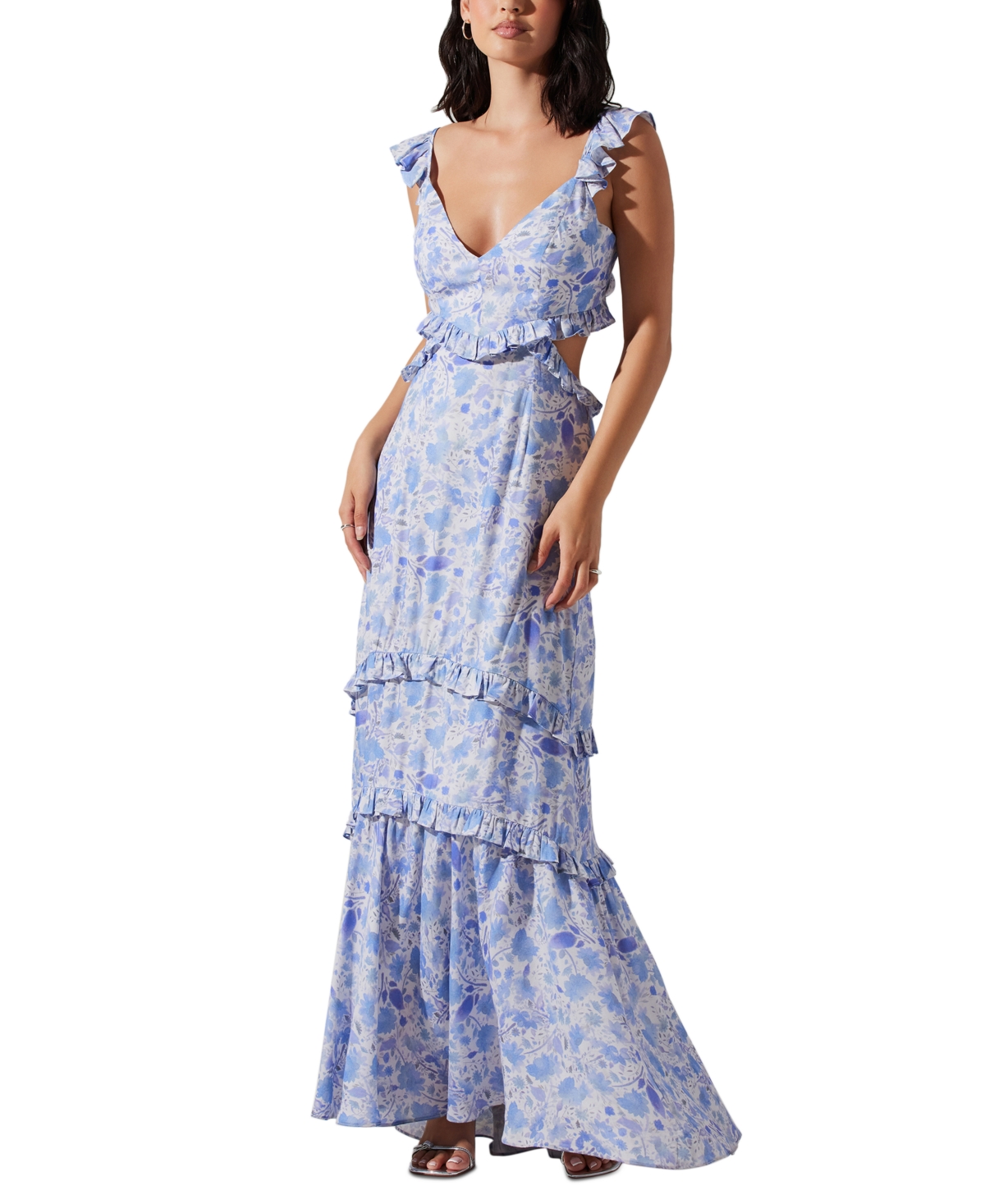 Shop Astr Women's Cassis Floral Print Maxi Dress In Blue Floral