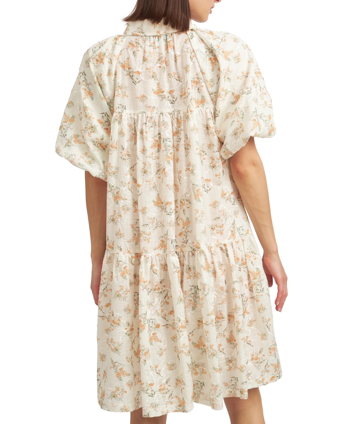 Shop En Saison Women's Haley Balloon-sleeve Dress In Peach Print