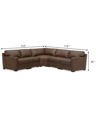 Radley 113" 5-Pc. Leather Wedge L Shape Modular Sectional, Created for Macy's