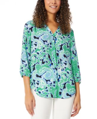 Jones New York - Women's Paisley-Print 3/4-Sleeve Tunic Top