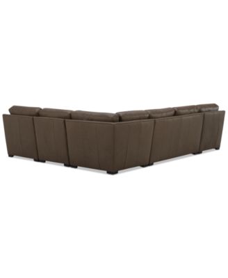 Radley 136" 5-Pc. Leather Square Corner Modular Chase Sectional, Created for Macy's