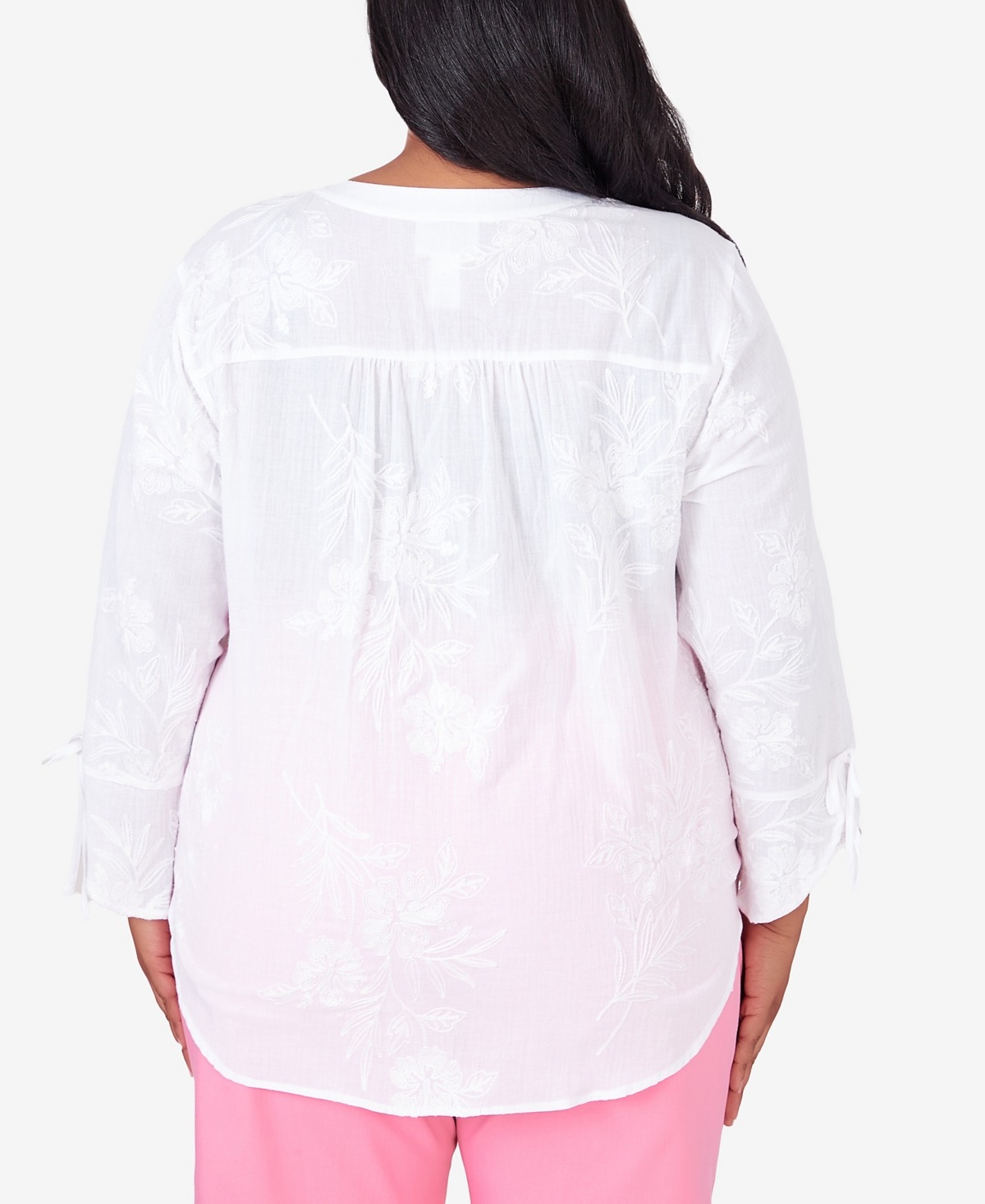 Alfred Dunner Plus Size Miami Beach Embroidered Floral Blouse