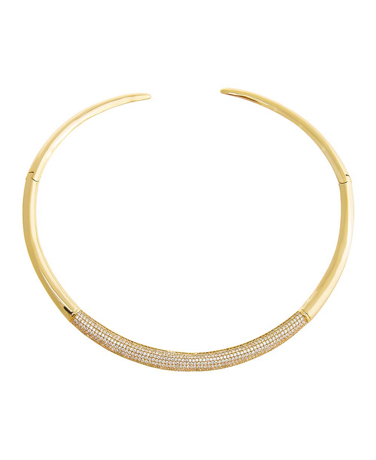 Pave Accented Graduated Collar Choker Necklace - Gold