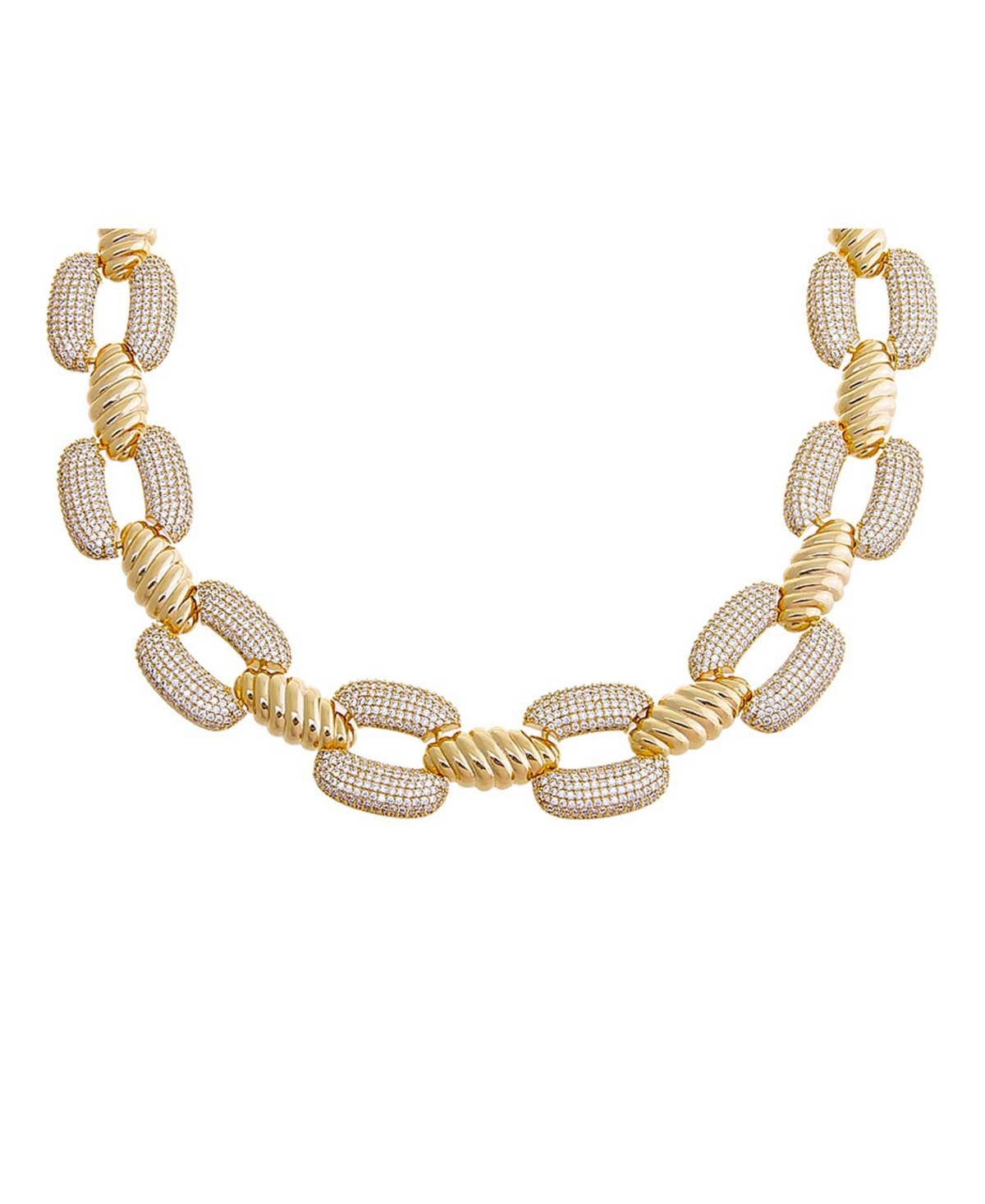 by Adina Eden Pave Ridged Open Flat Square Link Choker Necklace