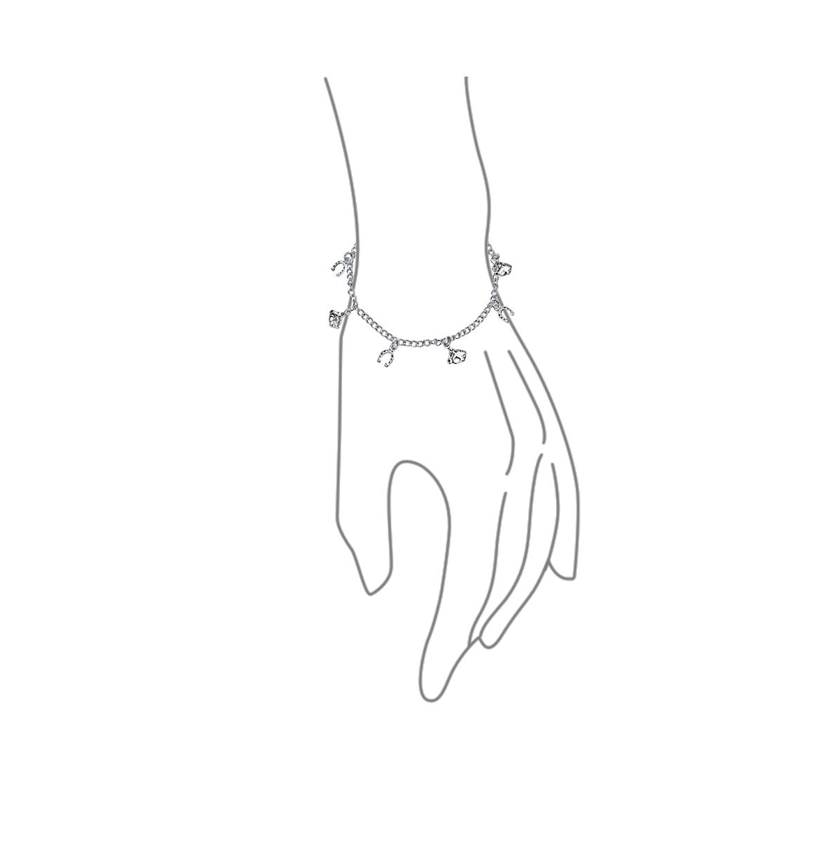 Bling Jewelry Good Luck Multi Horseshoe Horses Dangling Charm Bracelet For Women Graduation Gift Cubic Zirconia Pave Cz Sterling Silver