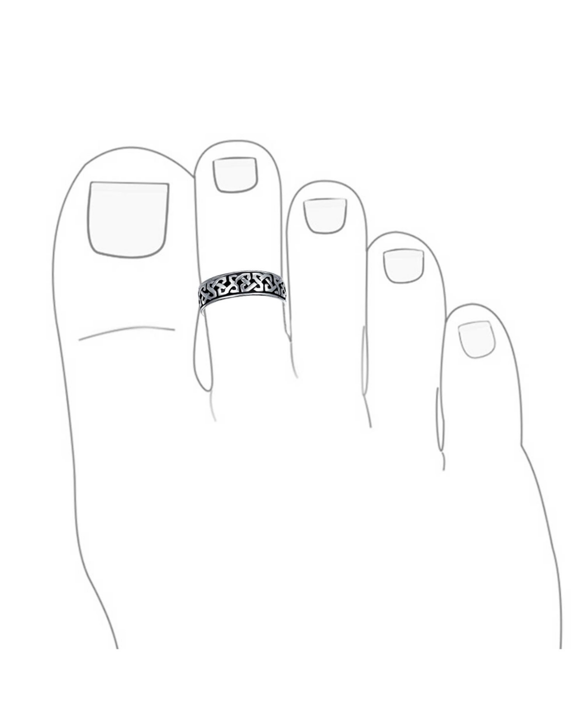 Bling Jewelry Pinky Midi Celtic Trinity Band Toe Ring For Women OxidizedSterling Adjustable - Silver