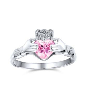 Sorority Sister BFF Celtic Irish Friendship Promise CZ Cubic Zirconia Crown Heart Claddagh Ring.925 Sterling Silver