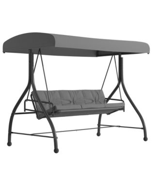 3-Seat Outdoor Steel Converting Patio Swing And Bed Canopy Hammock