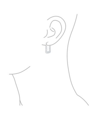 Boho Lightweight Large Rectangle Texture Bamboo Hoop Earrings Matte Sterling Silver 1 Inch Diameter