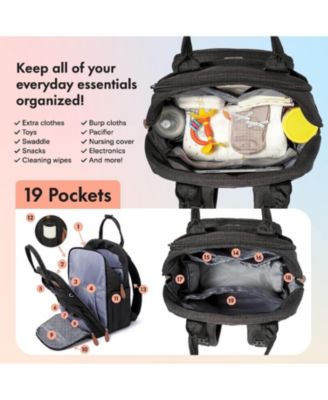 Diaper Bag Backpack with Portable Changing Pad, Pacifier Case and Stroller Straps