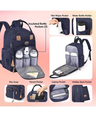 Diaper Bag Backpack with Portable Changing Pad, Pacifier Case and Stroller Straps
