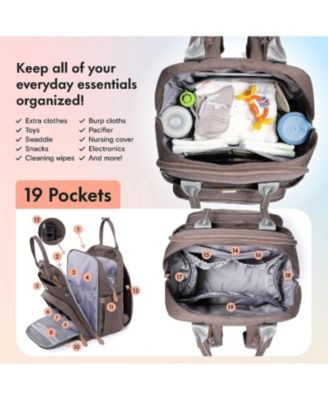 Diaper Bag Backpack with Portable Changing Pad, Pacifier Case and Stroller Straps