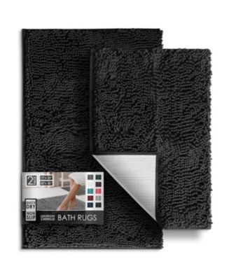 2 Piece Ultra Soft Non-Slip Chenille Bath Rug Set - Quick Dry, Machine Washable - 17”x24” & 20