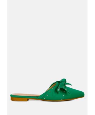 makeover studded bow flat mules