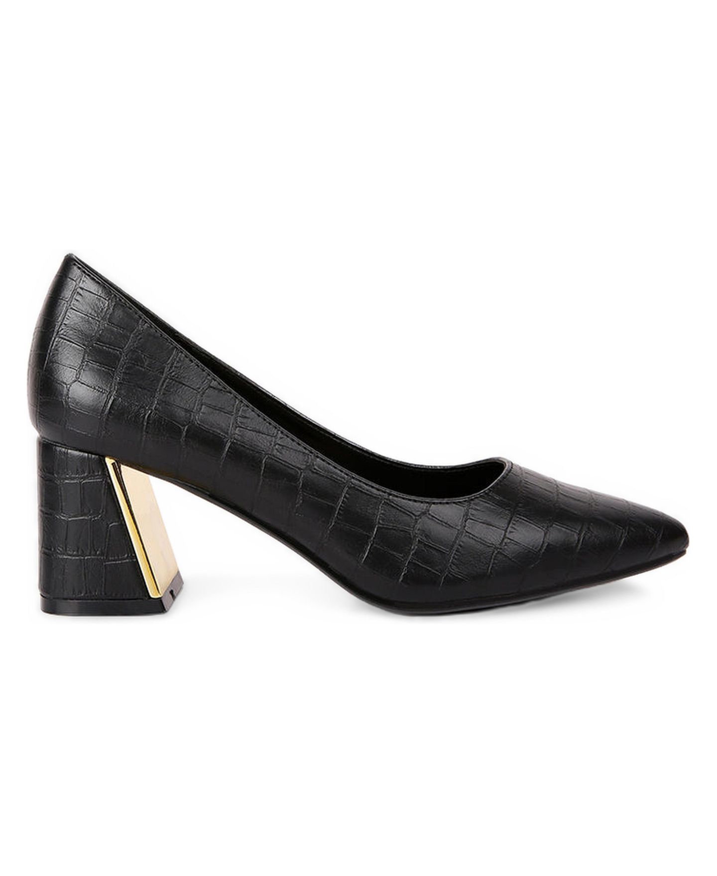 Женские туфли London Rag Emersyn croc block heel pump, цвет: Чёрный — фото 2