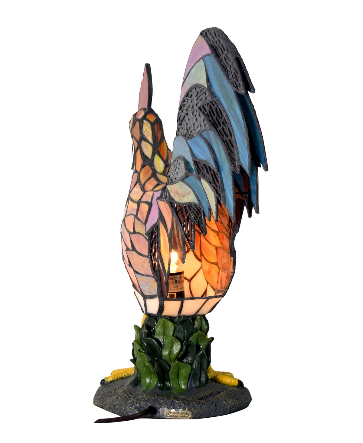 Shop Dale Tiffany 17.5" Tall Morning Rooster Handmade Genuine Stained Glass Shade Accent Lamp In Multi-color