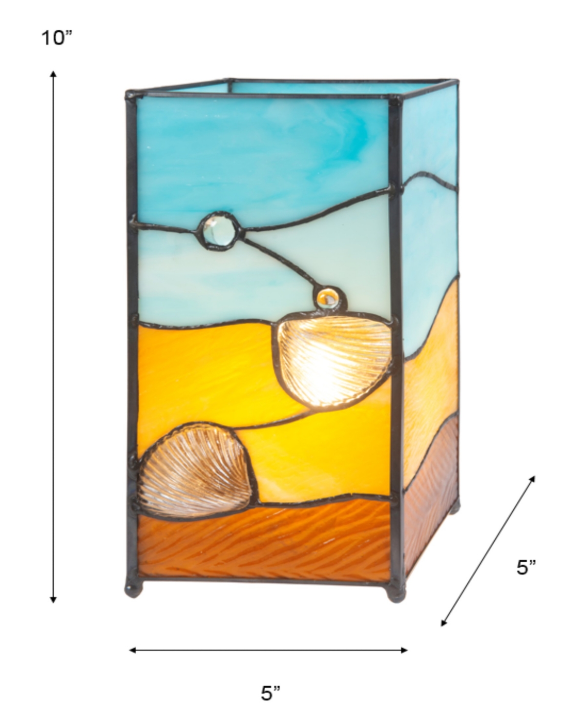 Dale Tiffany 10" Tall La Rochelle Handmade Genuine Stained Glass Shade With Jewels Uplight Accent Lamp In Multi-color