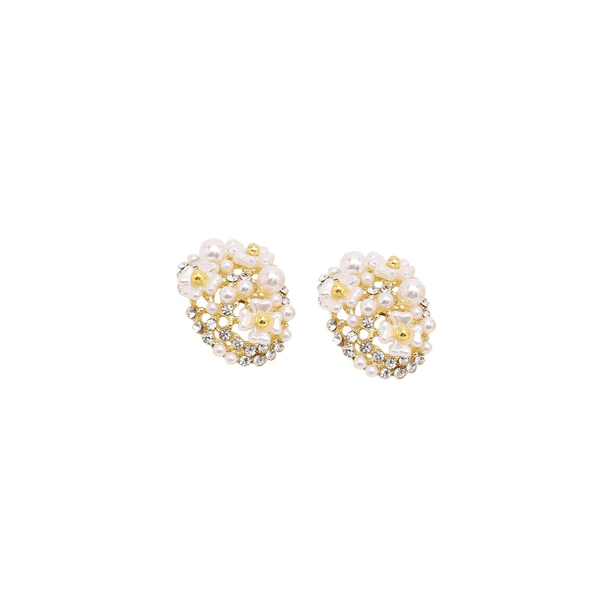 Sohi Women's Micro Floral Stud Earrings In White