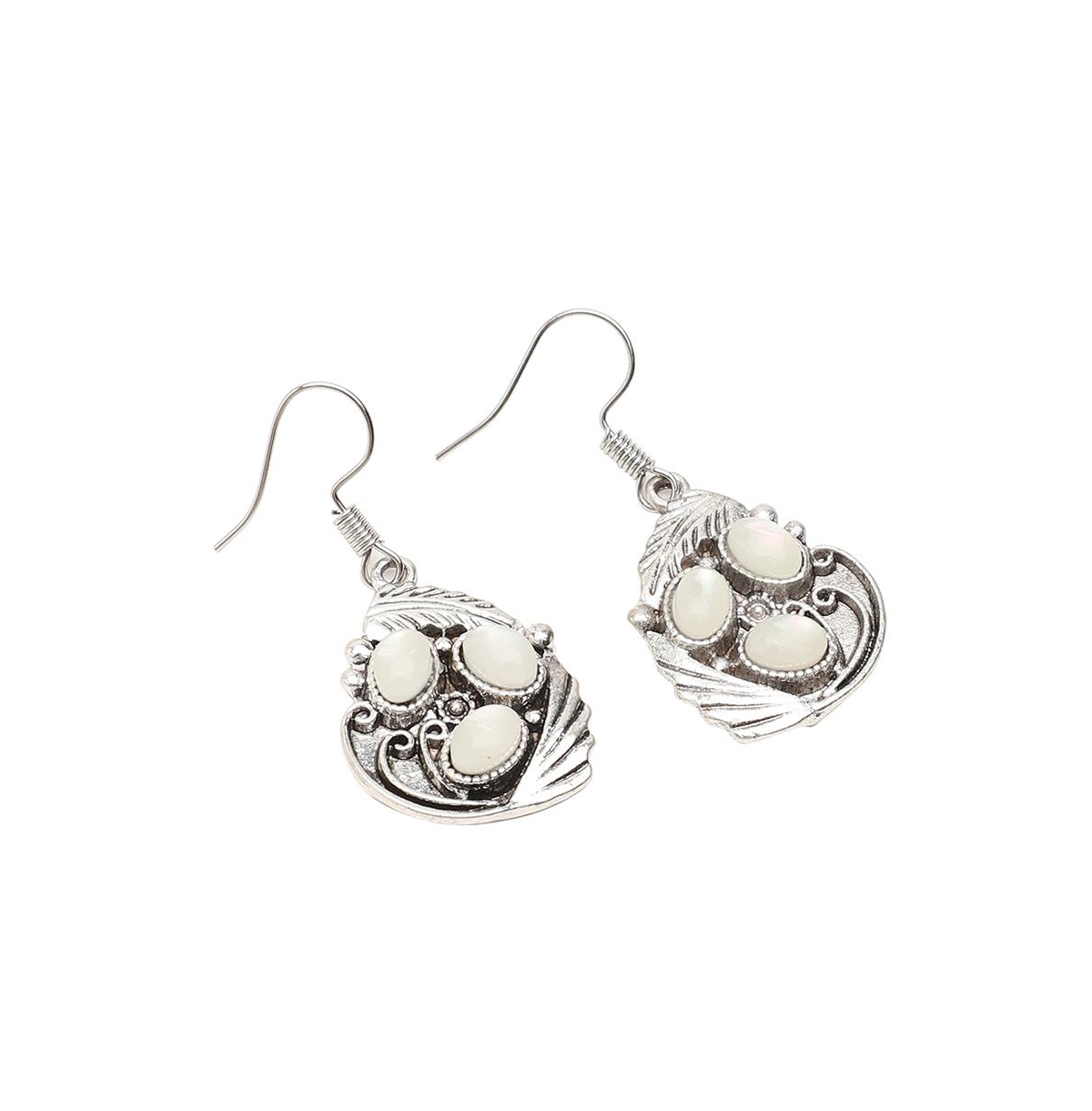 Sohi Women's Stone Drop Earrings In White