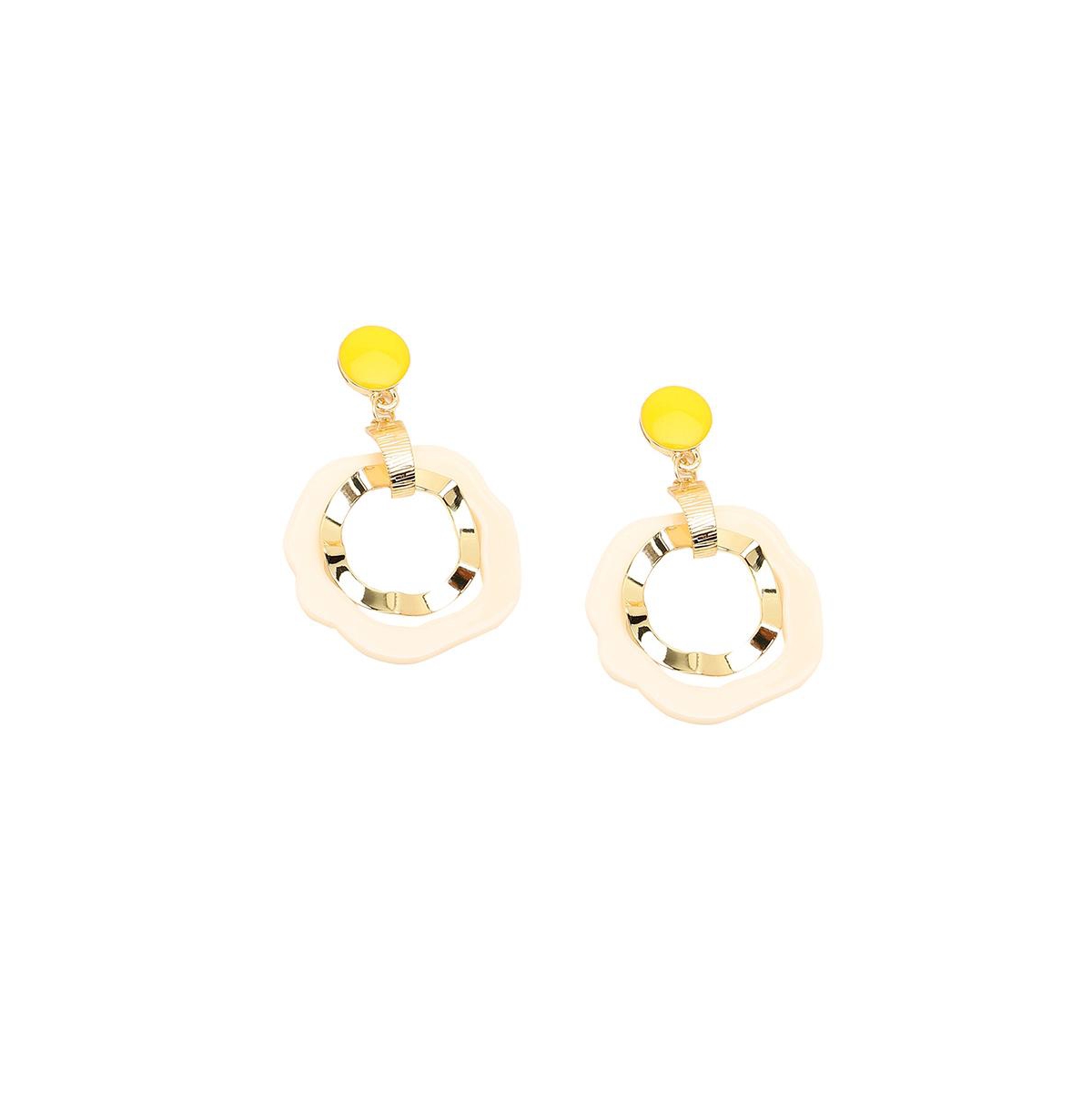 Sohi Women's Circular Drop Earrings In Yellow