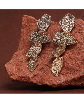 Women's Gold Dented Drop Earrings