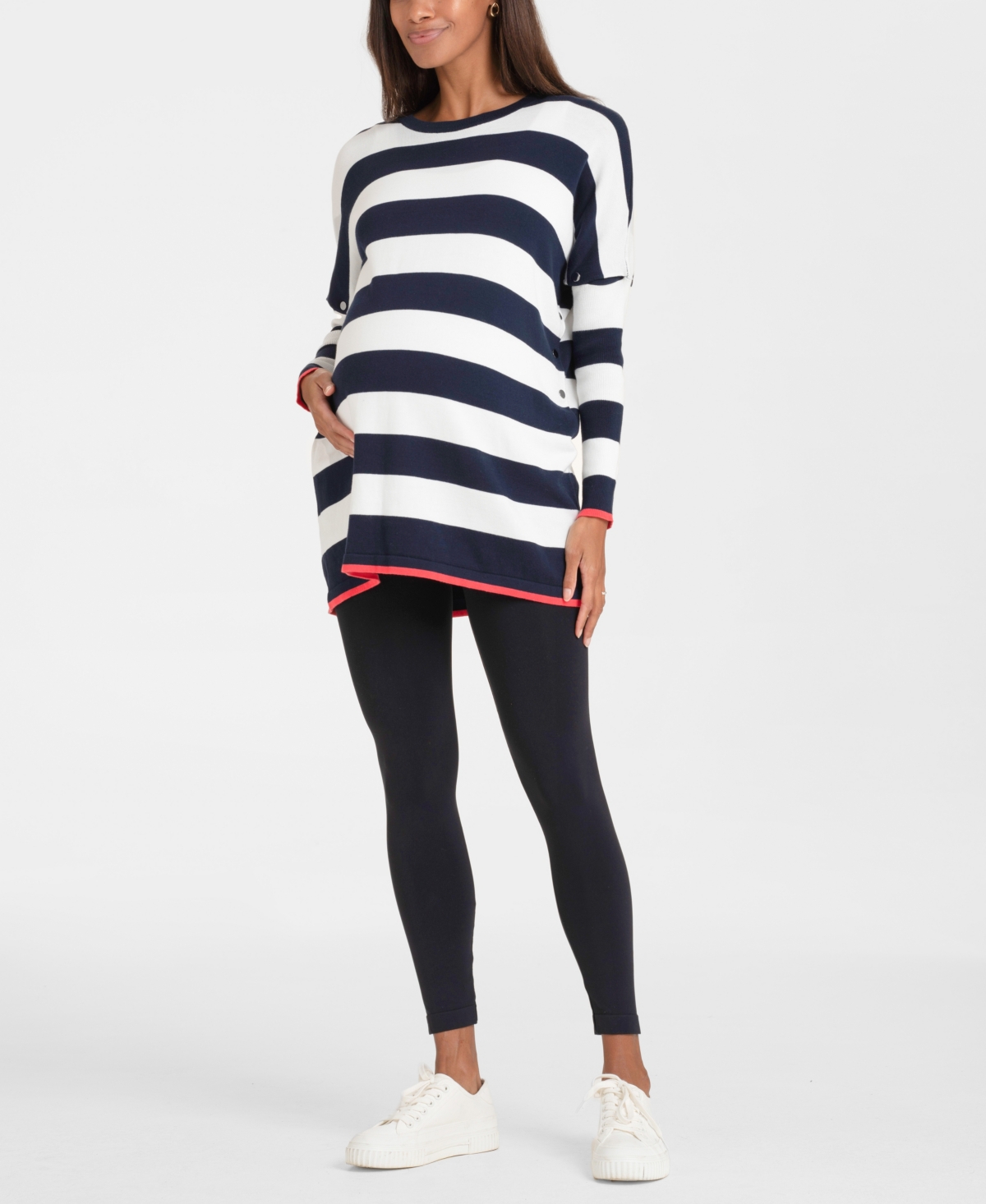 Shop Seraphine Women's Bold Stripe Cotton Knit Maternity And Nursing Jumper In Navy Stripe