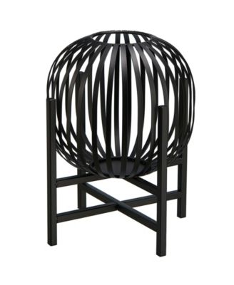 11.50" H Metal Stripes Solar Powered Edison Bulb Outdoor Lantern with Stand