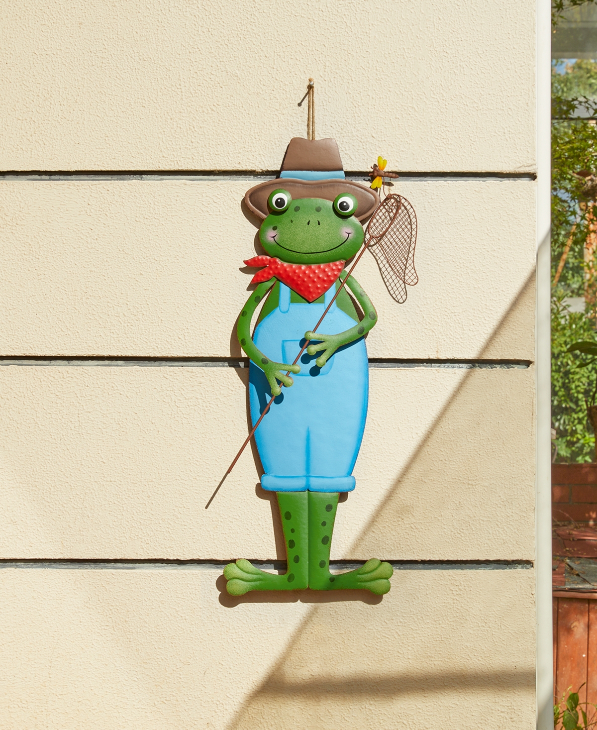 Glitzhome HFunctional 3-in-1 Metal Standing Frog Garden Yard Stake, Wall Decor, Floor Decor - Multi