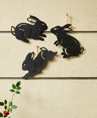 18" H Multi-Functional 2-in-1 Set of 3 Metal Rabbit Silhouette Pick Wall Decor