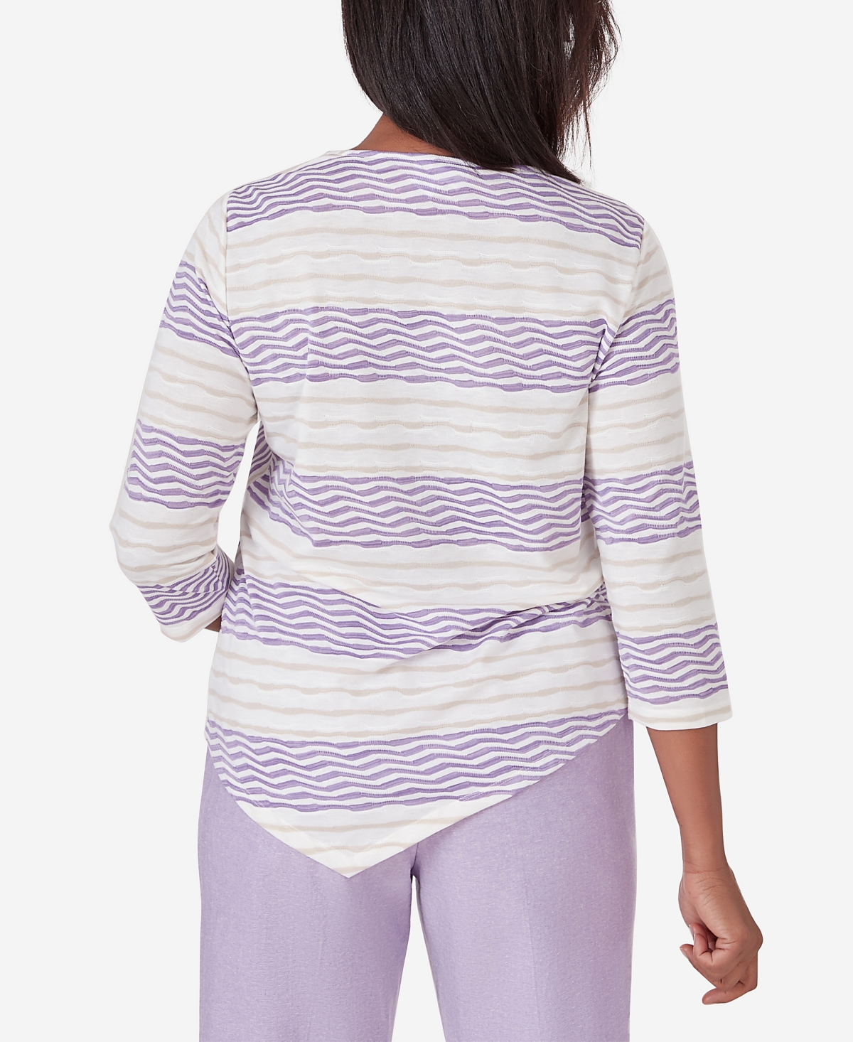 Alfred Dunner Women's Garden Party Spliced Stripe Texture Top